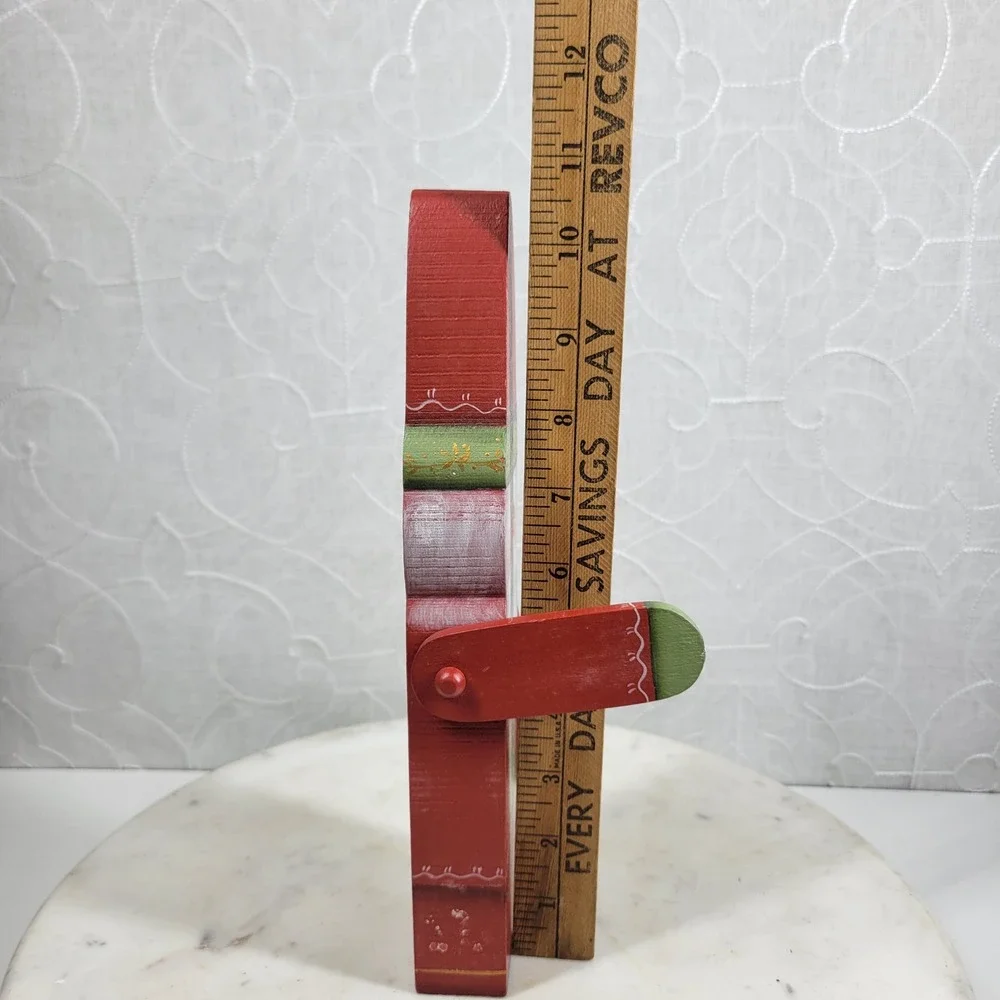 Hand Painted Wood Santa Claus Hinged Arms Primitive Christmas Decor